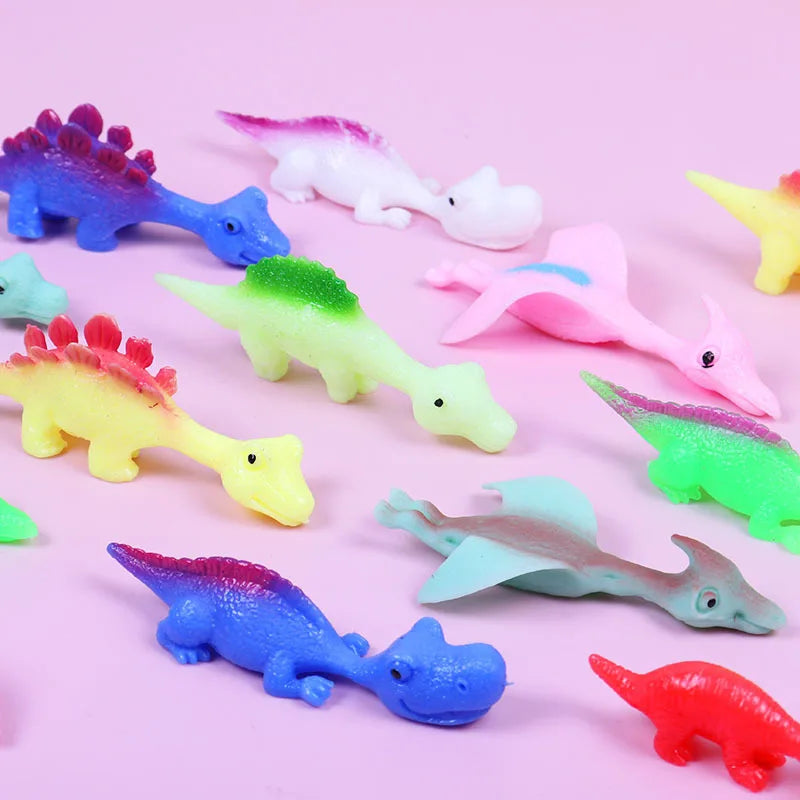 Lot de 10 Lance-Dinosaures Créatifs à Catapulte, Jouets Muraux Adhésifs pour Adultes et Enfants, Jouet Anti-Stress Lance-Dinosaures