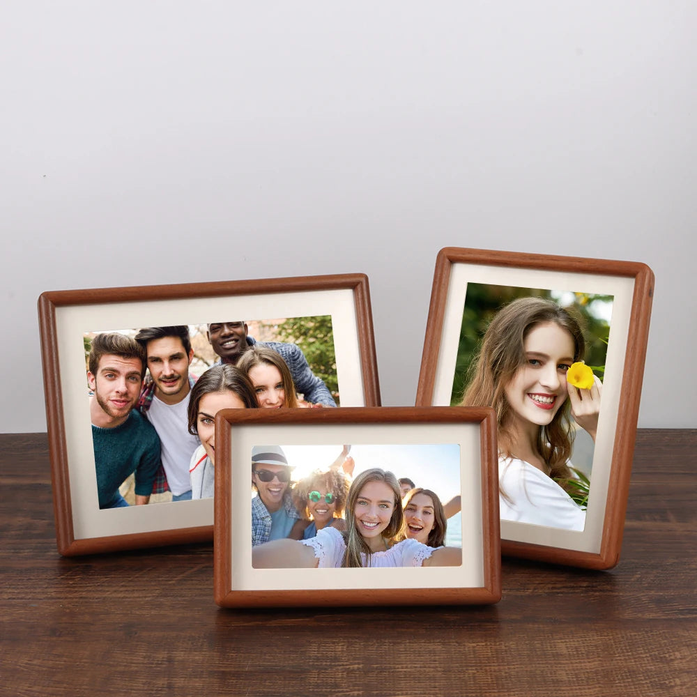 New 6/7/8 Inch Black Walnut Photo Frame Simple Handmade Mortise Tenon Photo Frame Real Wooden Picture Frame