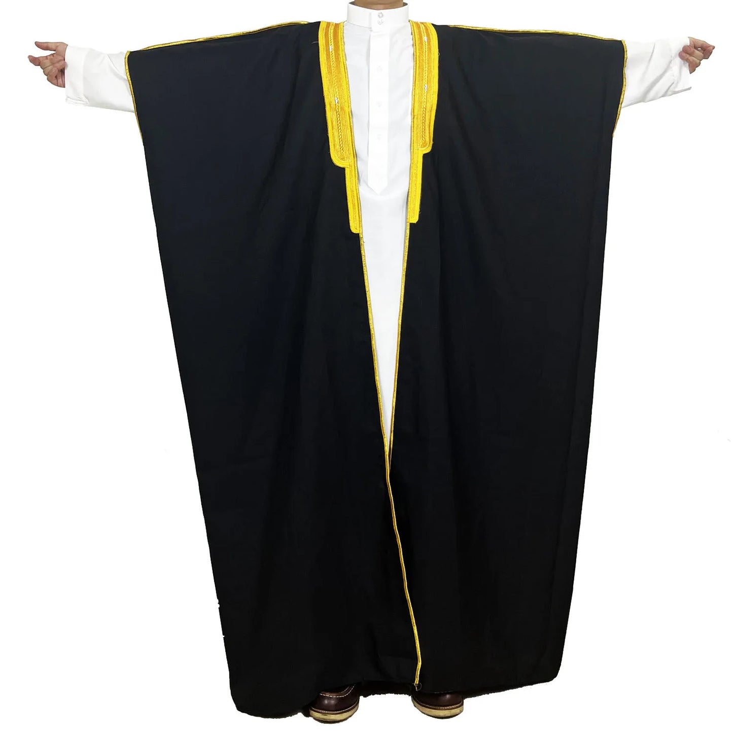 Moyen-Orient Hommes Ouvert Abayas Musulman Robe Kimono Dishdasha Vêtements Islamiques Dubaï Arabie Saoudite Caftan Brodé Robe Prière Thobe