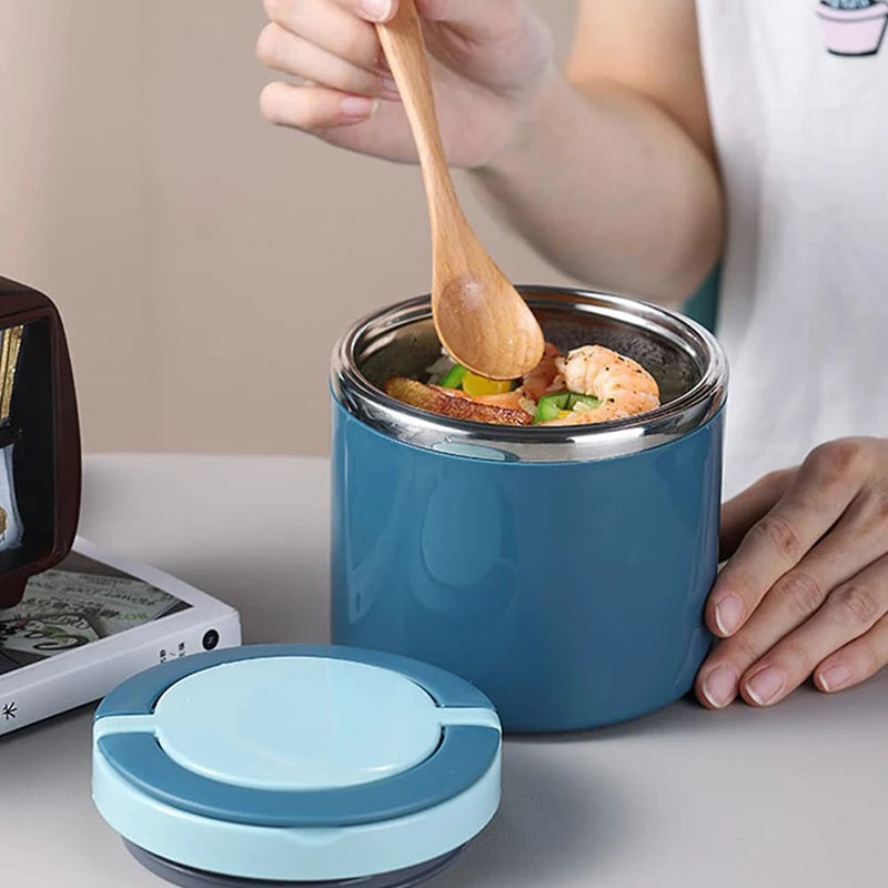 Boîte à déjeuner Étudiant Seau Scellé Anti-fuite Boîte Bento Ronde Multicouche Thermos Portable Boîtes à déjeuner Isothermes en Acier Inoxydable Nouveau