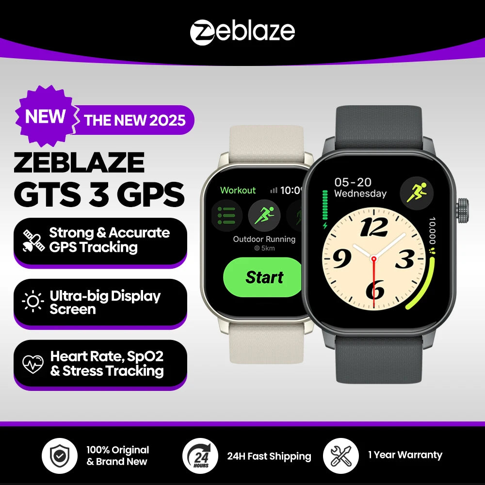 Neue 2025 Zeblaze GTS 3 GPS Sport-Smartwatch mit Sprachfunktion, 2,01" Display, Herzfrequenz-, SpO2- und Stress-Tracking-Smartwatch für Damen und Herren