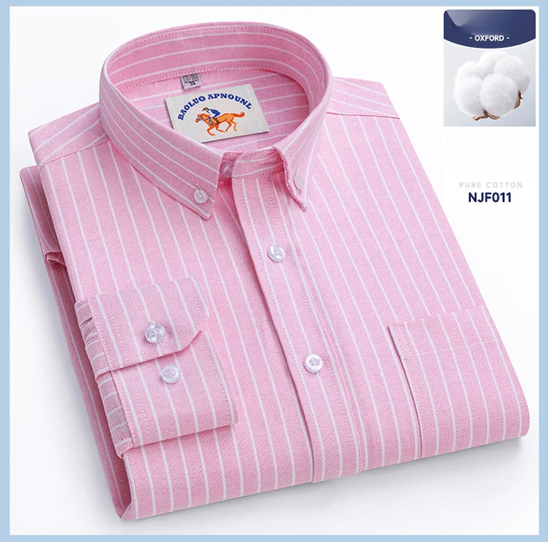 Chemises Oxford à manches longues en 100 % coton pour homme, grandes tailles 8XL, coupe ajustée, unies ou rayées, pour le bureau, couleur blanche, tenues professionnelles