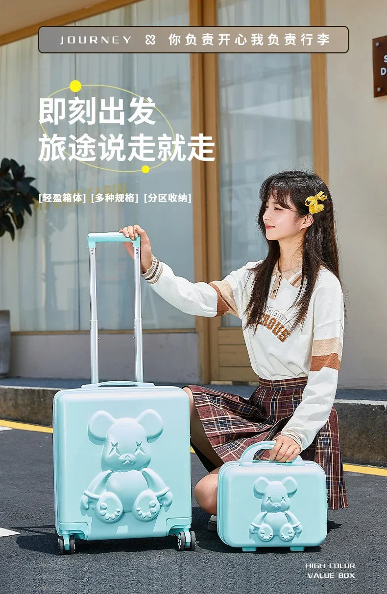 Nouvelle valise trolley universelle à roulettes 18 pouces 2024, sac de maquillage cabine pour hommes et femmes