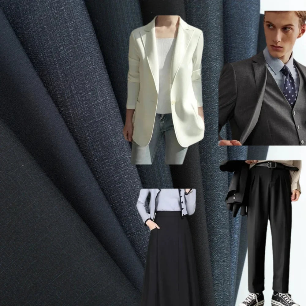 Tissu de Costume Élastique Haute Densité Mince Épais Manteau Pantalon Jupe Vêtements Design Tissu Anti-Boulochage Anti-Décoloration Vente en Gros au Mètre