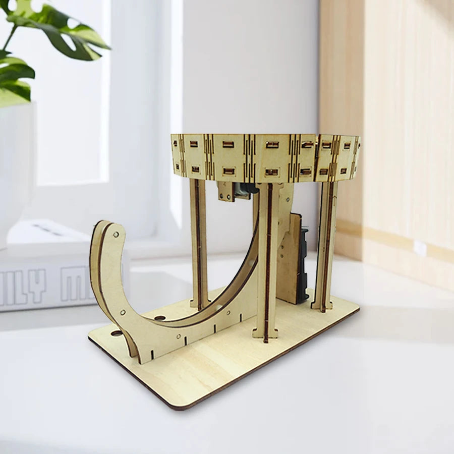 OUZEY Mechanical Marble Run Wooden Model, DIY Ball Track Roller Coaster Kit, STEM Creative Challenge Gift for Kids