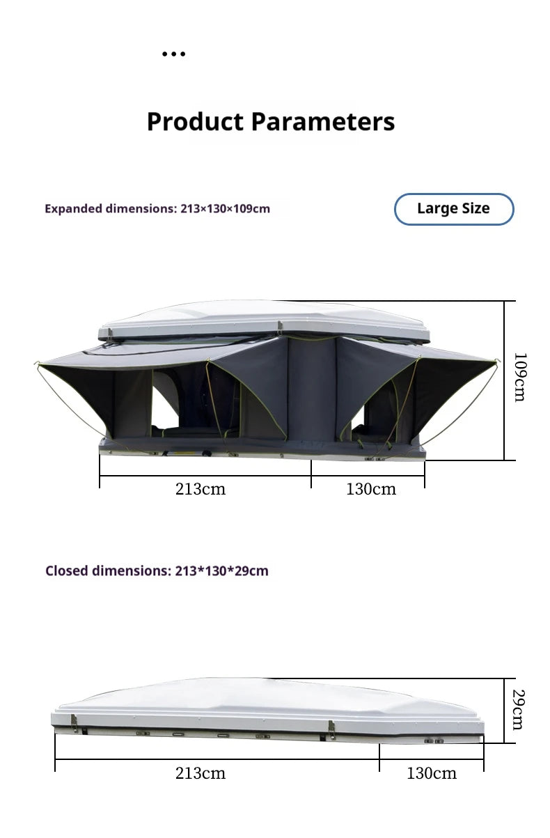 Durable Automatic Foldable Hard Top Roof Tent - For Sedan, SUV, Off-Road, Pickup & Outdoor Camping Self-Driving