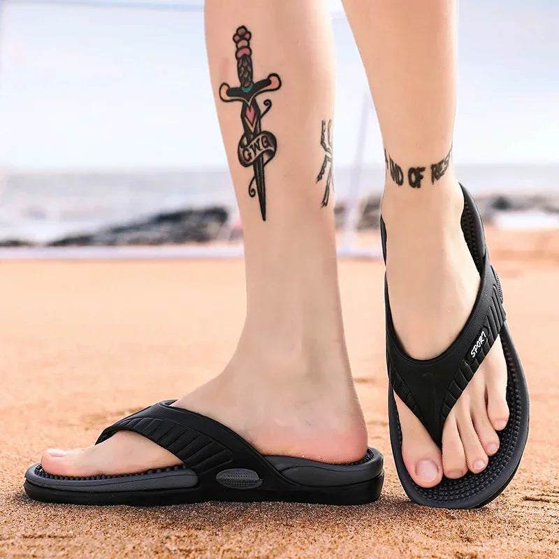Massage Flip Flops für Herren, Sommer atmungsaktive Strandschuhe, Sandalen Herren, Luxus Flip Flops, atmungsaktiv, Übergröße, Herren Hausschuhe 46