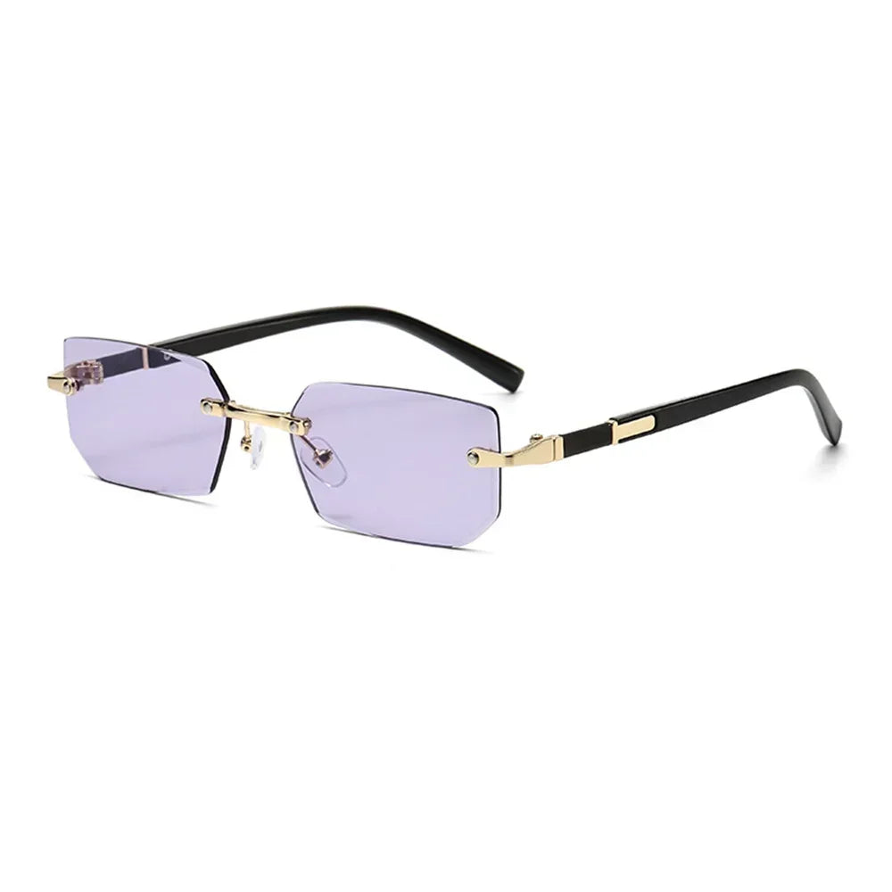 Randlose Sonnenbrille Rechteckig, Unisex Frameless Eyewear Designer Fashion Vintage Square Shade Y2k Sonnenbrille