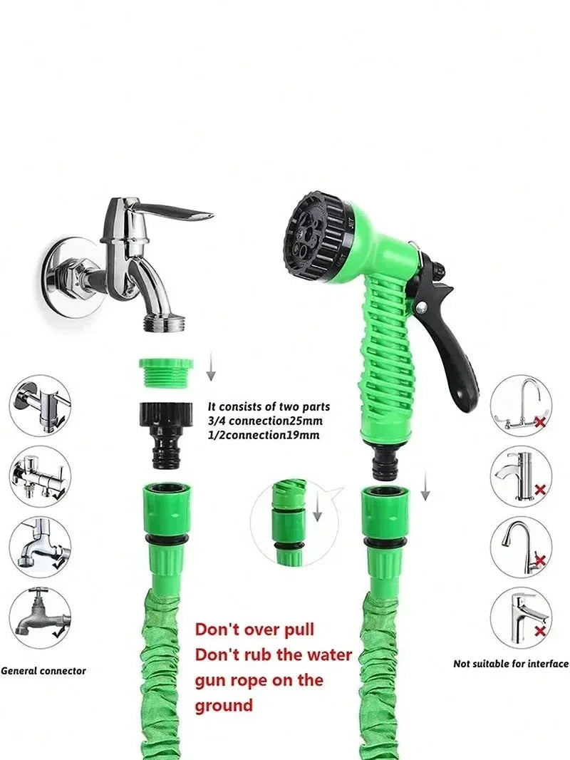Tuyau d'arrosage extensible 25FT, Tuyau d'arrosage magique pour la maison et le jardin, Outils d'arrosage quotidiens, Pistolet à eau haute pression pour le lavage de voiture