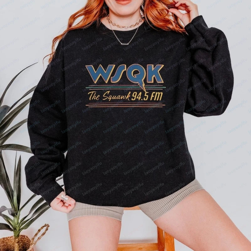 WSQK The Squawk 94.5 FM Radio Sweatshirt Wsqk Unisex Sweatshirts Vintage Sci-Fi Crewneck 80er Nostalgie Sweater Retro Shirt Geschenk