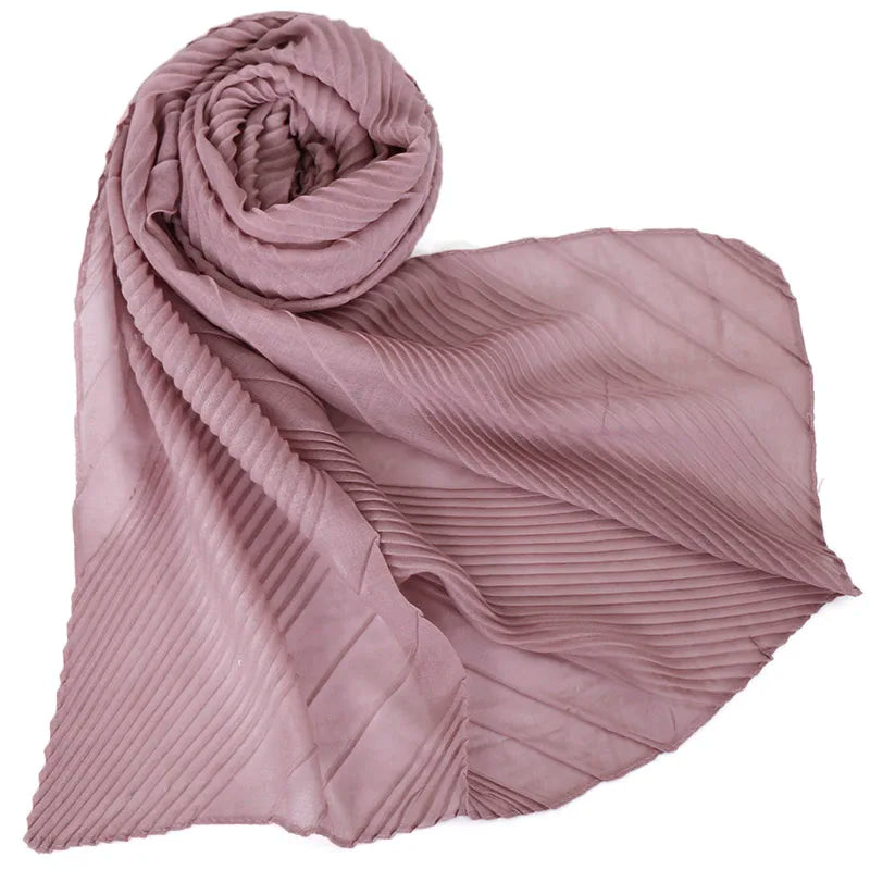 Grand Foulard en Coton Plissé Froncé Hijabs pour Femmes Voile Musulman Turban Écharpe Froncée Châle Foulards Islamique Foulard Femme Hijab