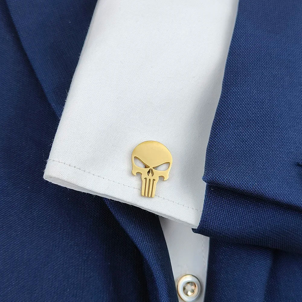 Manschettenknöpfe aus Edelstahl mit Totenkopf Vintage Personalisiertes Design Schmuck Skelett Manschettenknöpfe Party Hemd Ärmelknöpfe