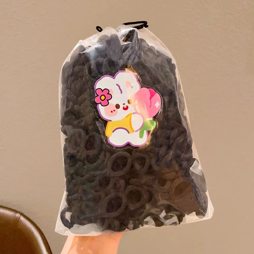Lot de 100 bandeaux pour enfants marron et noir, mini élastiques mignons, corde à cheveux couleur bonbon, anneau à cheveux coréen sans danger, couvre-chef pour enfant