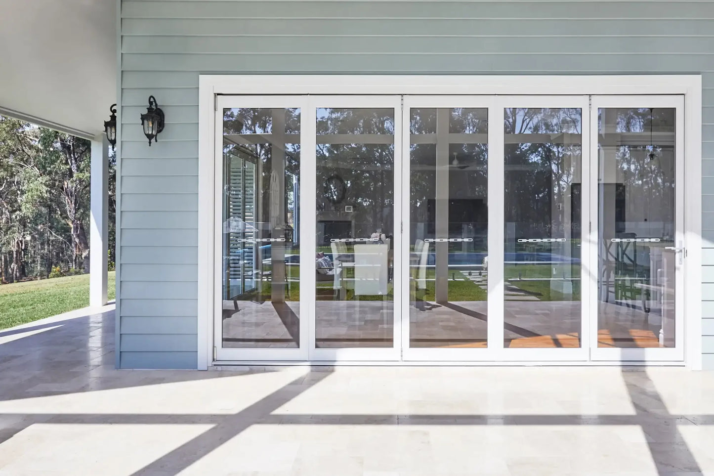 Home Bi Folding Door Patio Exterior Panoramic Accordion Folding Door Residential Aluminium Thermal Break Double Glass Doors