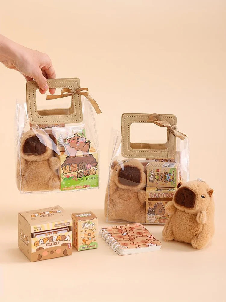 1 Set Pen Stickers Notebook Plush Pendants Handbag Final Prizes Stationery Gift Bag For Students Kawaii Capybara Stationery Kit