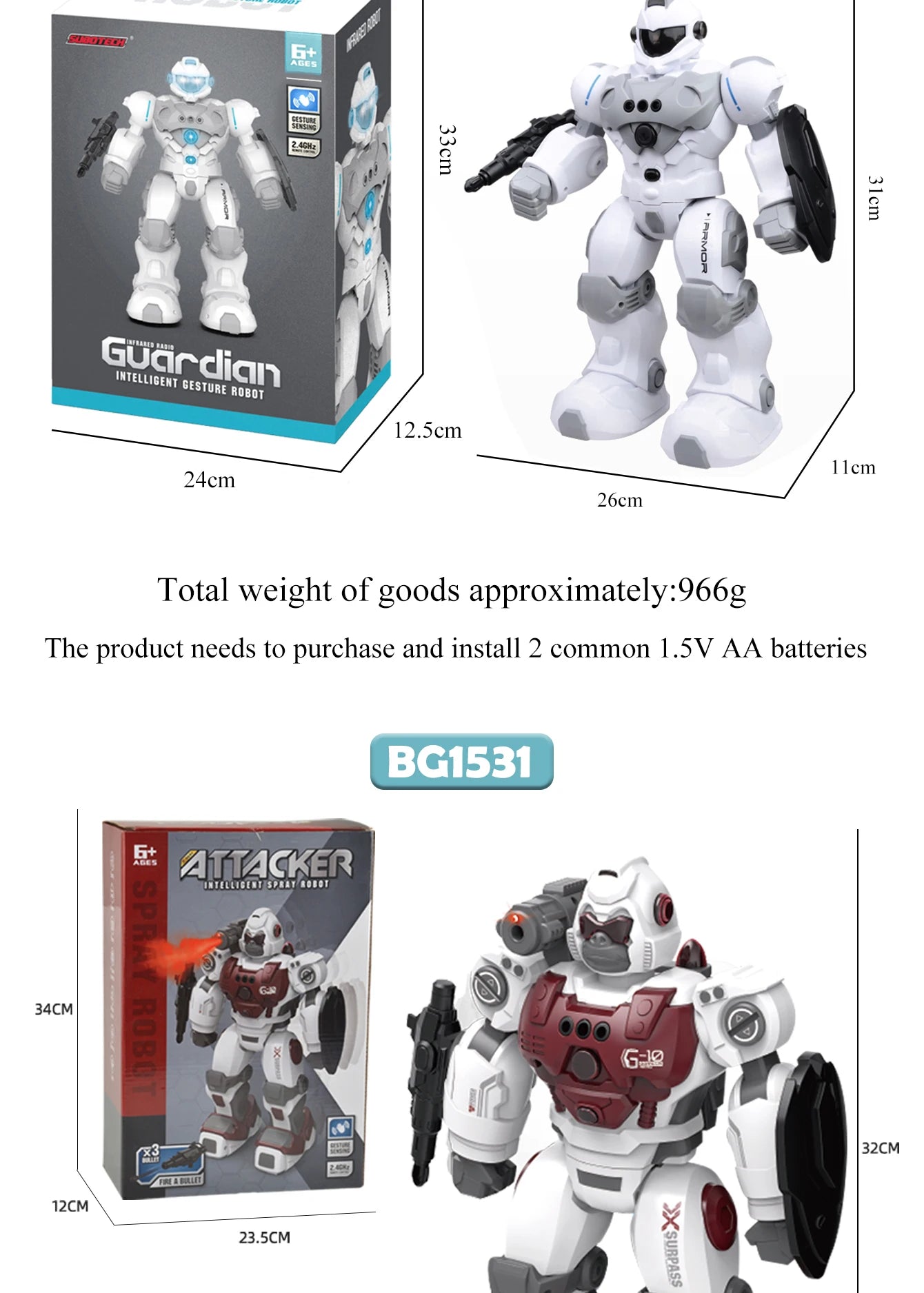 2.4G Remote Controlled Robot, Intelligent Programming Gesture Sensing, Dancing Singing Puzzle Toys Excluding regular batteries