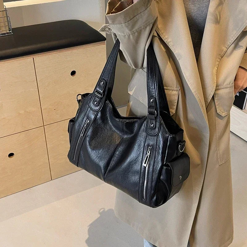Heiß begehrte Umhängetasche mit weichem Innenfach 2024Hochwertige Damentasche in Kontrastfarben Mode Reißverschluss PU Damenhandtasche