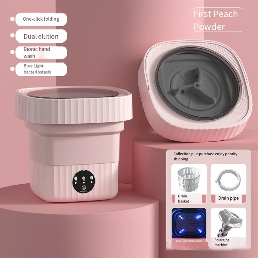 6L 11L Faltbare tragbare Waschmaschine mit Schleudertrockner für Kleidung, Reisen, Zuhause, Ultraschall-Unterwäsche, Socken, Mini-Waschmaschine 110V 220V