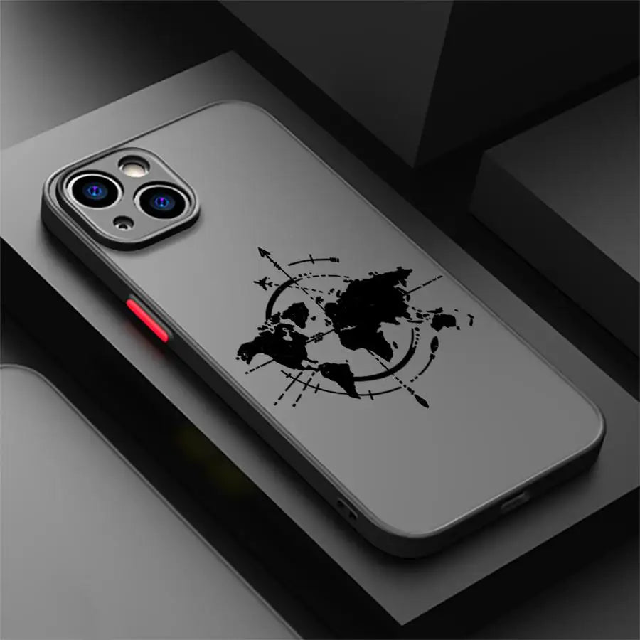 Linie Flugzeug Topographische Rücken Handyhülle für iPhone 14 XS 7 8 15 Plus 13 Mini 16 Pro Max 12 17 Air 16e 11