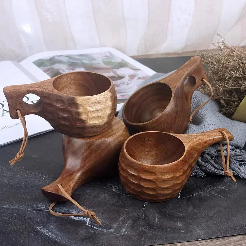 Holz Finnland Tasse Kreativ Outdoor Camping Reise Holzbecher Nordischer Stil Handgemachte Milch Kaffee Bar Bierkrüge