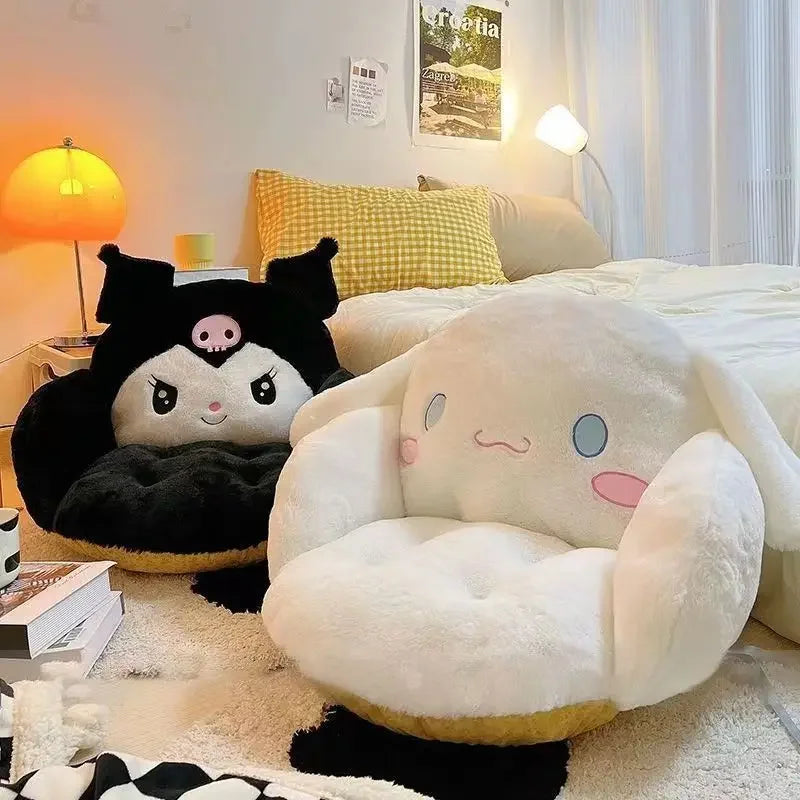 Kawaii Cinnamoroll Big Size Süßes Plüsch Halb Umgeben Schwarzes Kuromi Kissen Rückenlehne Schlafsaal Büro Rutschfestes Stuhlkissen