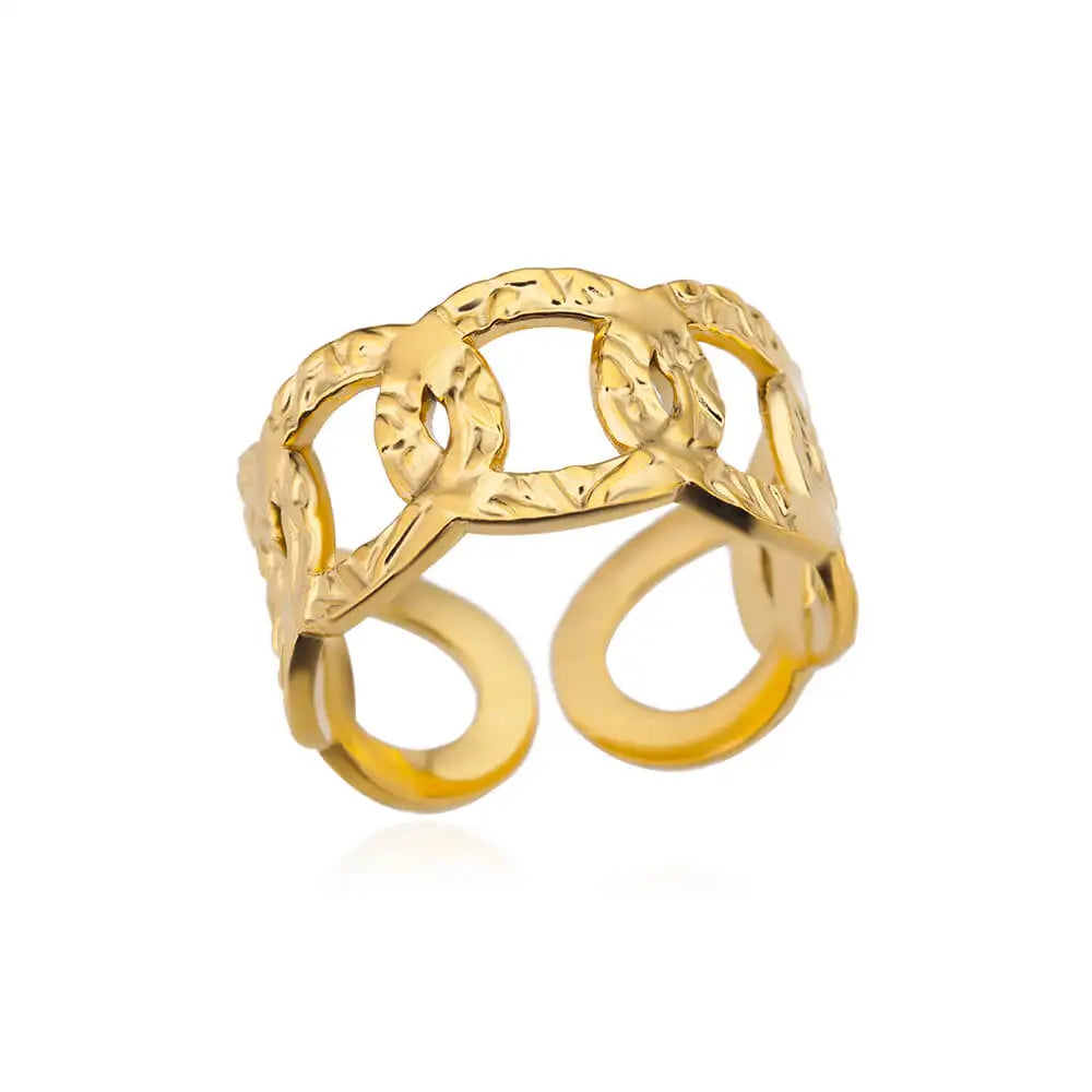 Edelstahlringe für Damen 2024 Trend Offener Goldfarbener Doppelperlenring Hochzeit Ästhetischer Schmuck Paar Geschenk anillos