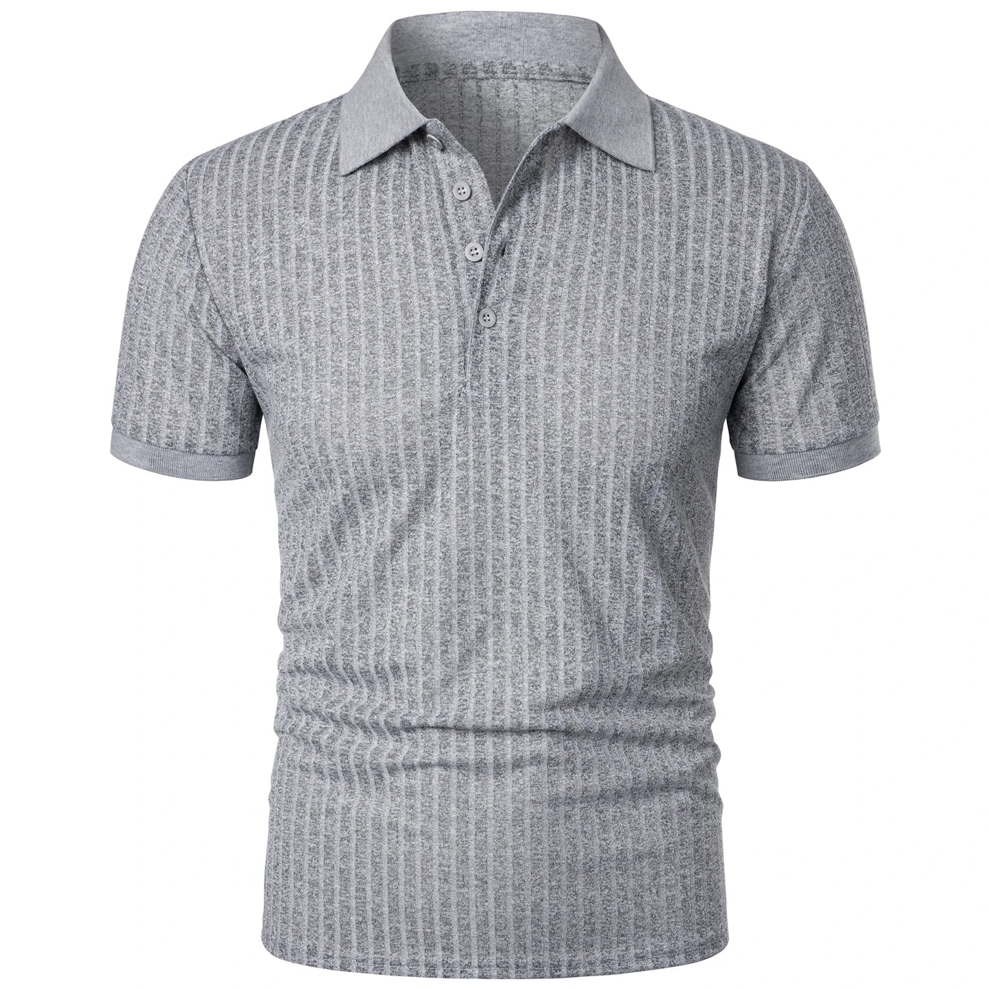 Herren Lauf-Sport-Fitnessbekleidung Sommer hochelastisches, vertikales Kurzarm-Polo-Shirt schlankes Strick-Basis-Shirt