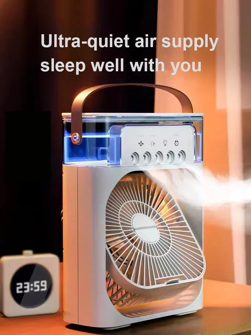 3-in-1-Ventilator, Klimaanlage, kleiner Haushalts-Luftkühler, LED-Nachtlicht, tragbarer Luftregulierungsventilator, Büro-Heimventilator, neu