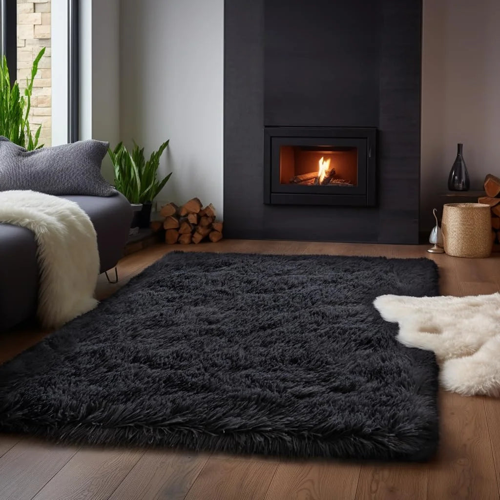 VIKAMA Teppich im minimalistischen Stil für Wohnzimmer, flauschiger und rutschfester Teppich für Kinderzimmer, Badezimmerteppich, Heimdekoration
