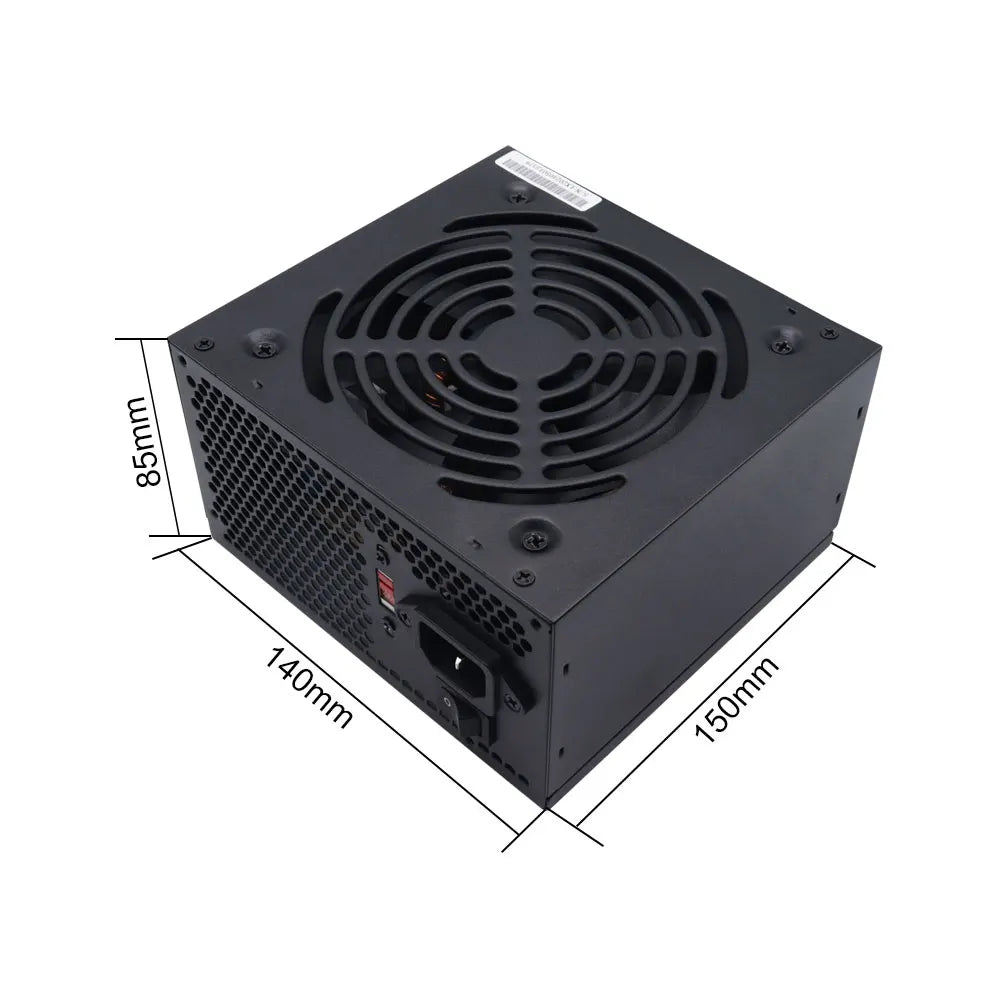 Unité d'alimentation PC 700W Noir Gaming Silencieux Ventilateur 120mm ATX 24 broches 12V pour ordinateur de bureau BTC