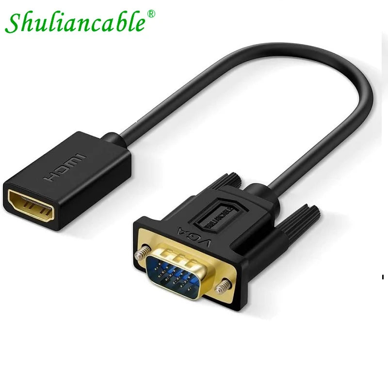 Adaptateur Shuliancable HDMI vers VGA, HDMI femelle vers VGA mâle 1080p compatible avec boîtier TV, HDTV, moniteur, Xbox, 360