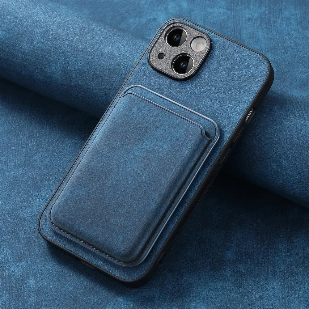 Vintage-Lederhülle mit abnehmbarem magnetischem Kartenhalter für iPhone 17 Air 16e 16 Pro Max 15 14 Plus 13 12 11