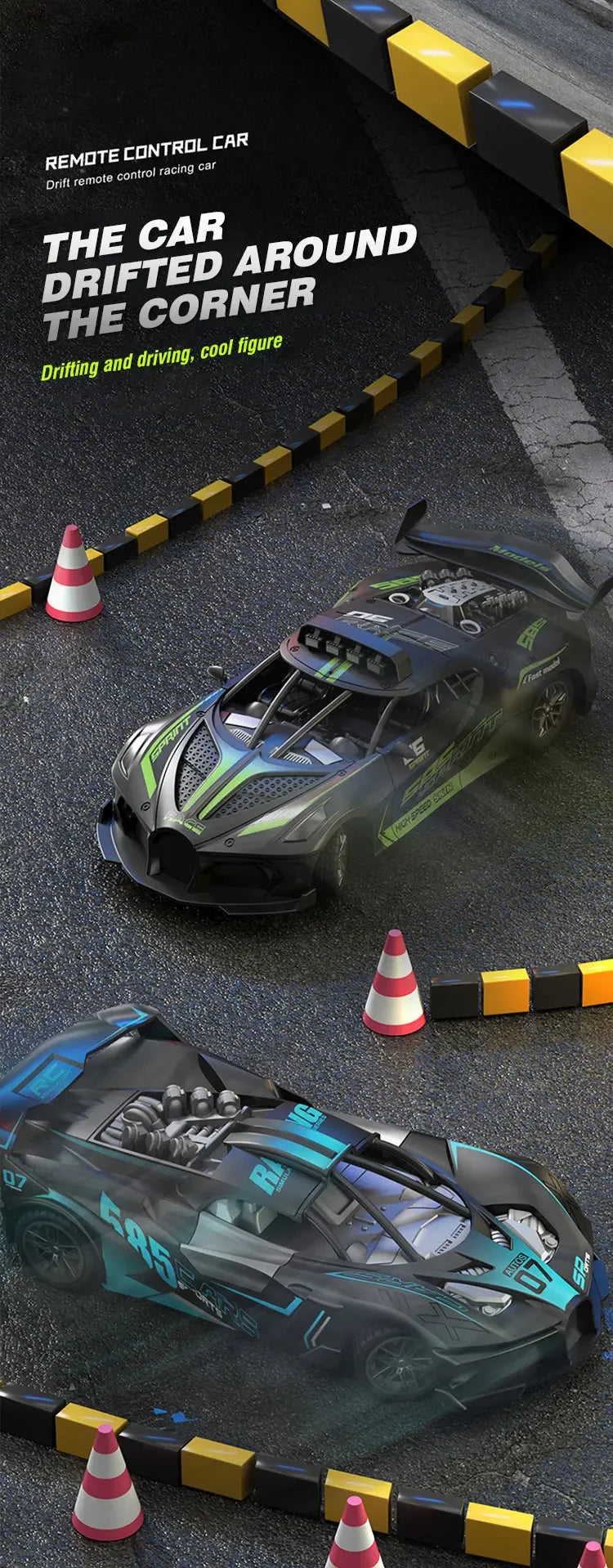 Ferngesteuertes Auto 4-Kanal Hochgeschwindigkeits-Drift-Rennwagen Elektro-Sportwagen Spielzeug Modell für Jungen Kinder Geburtstagsgeschenk