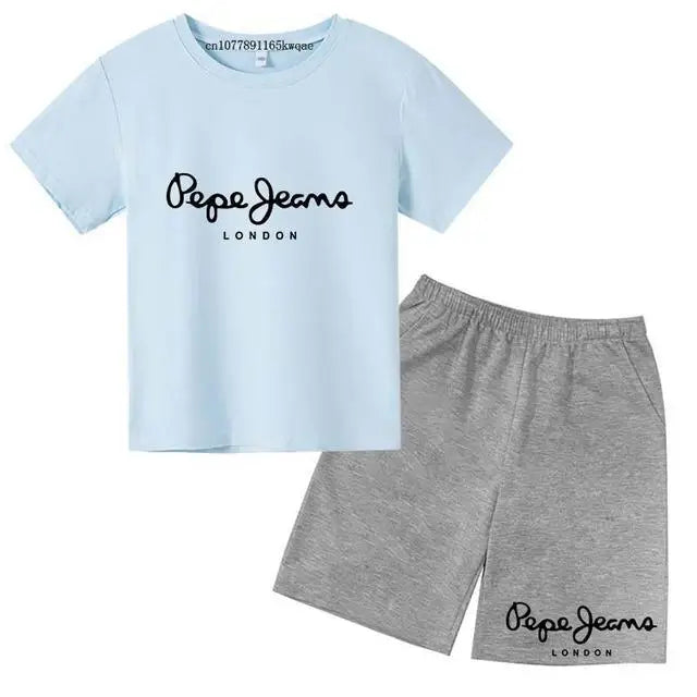 Children Summer London Clothes T-shirt 3-12Yrs Boys Girls Short-sleeved Top+Shorts Casual Brand Fashion Sports Set Clothing