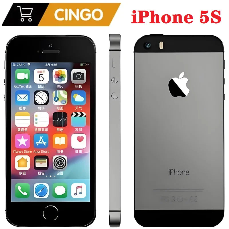 Apple iPhone 5s reconditionné, téléphone mobile d'origine débloqué 4,0" 16 Go ROM IOS 8MP 4G Smartphones avec capteur d'empreintes digitales