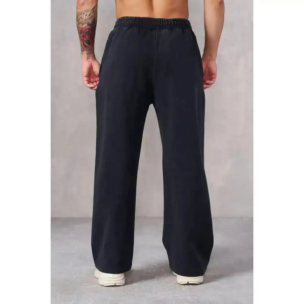 American casual pants men's straight tube loose oversized elastic waistband sports pants simple and fashionable casual running p
