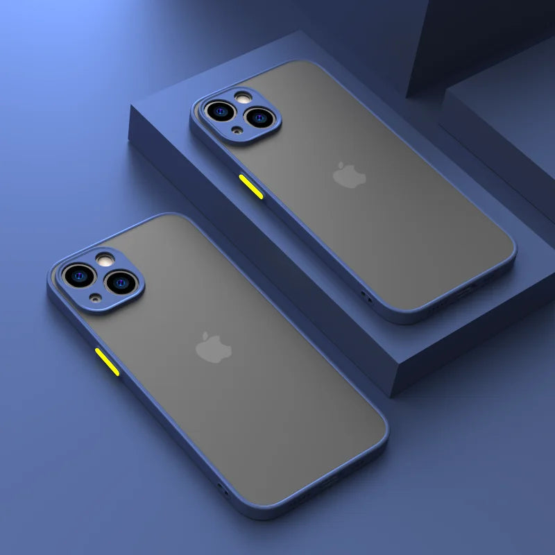 Shockproof Armor Matte Case For iPhone 14 13 12 11 Pro Max XR XS X 6 7 8 Plus SE Mini Silicone Bumper Clear Hard PC Cover Capa
