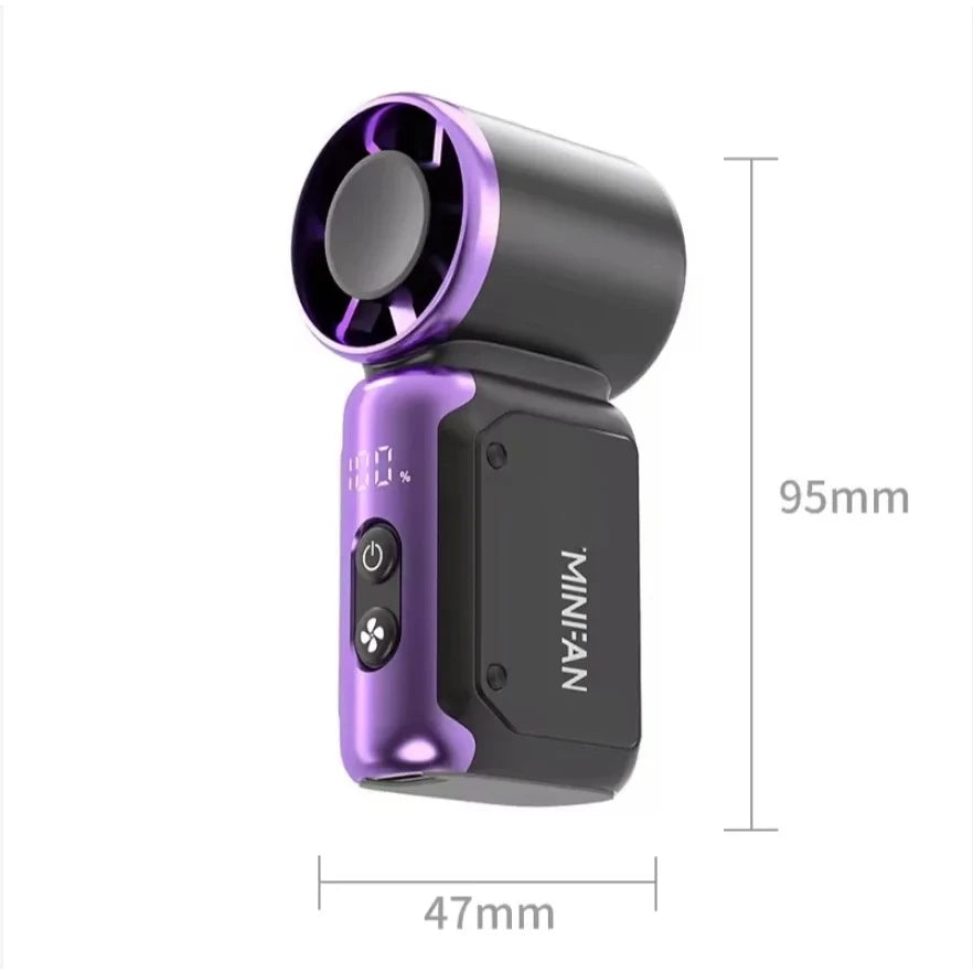BAOTAI Portable Mini Handheld Turbo Fan LED Display Mini High Speed Handheld Fan, Outdoor Cooling,Desk Fan, Rechargeable Fan