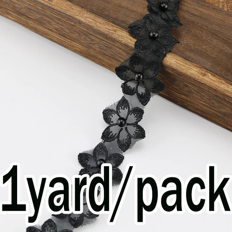 (1 Yards/roll) Width 3.4cm Color Nail Bead Eugen Yarn Six Flap Lace Clothing Matching Design Sense Girl Diy