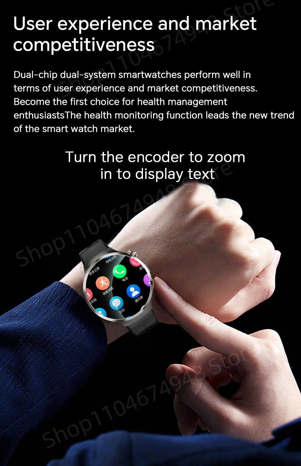 Montre intelligente 4G/5G Full Netcom 1,98 pouces Amoled avec caméra rotative à 210°, Android 13.0, double système GPS, batterie 1900 mAh