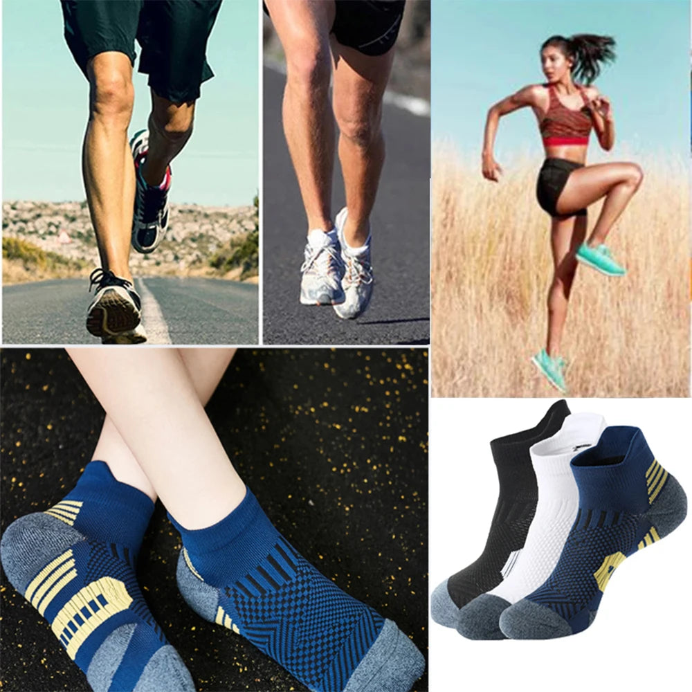 5 Paar neue Herrensocken, Frühling, knöchelhoch, dick gestrickt, Sportsocken, Outdoor, Fitness, atmungsaktiv, schnell trocknend, strapazierfähig, kurze Laufsocken