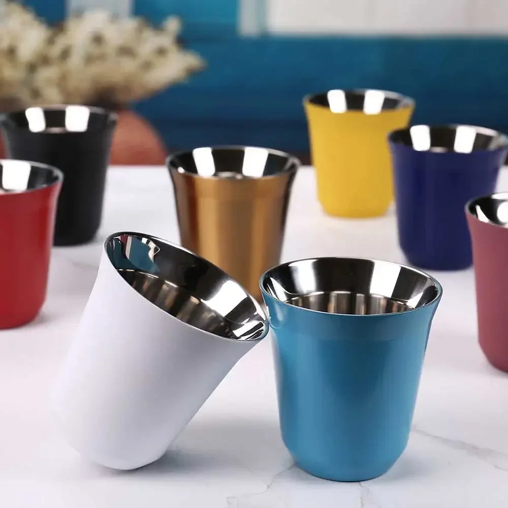 Tasses à espresso 80 ML/160 ML en acier inoxydable 304, tasses à café isothermes à double paroi, lavables au lave-vaisselle, tasses de petite capacité