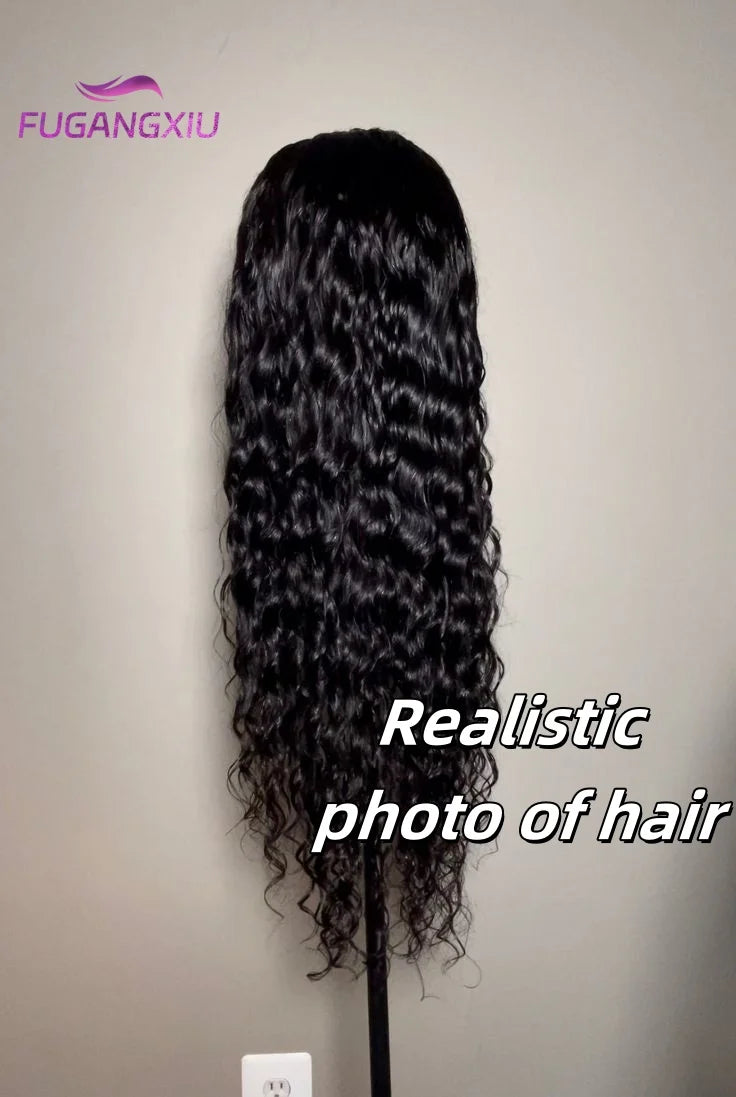 30 Zoll Water Wave Echthaarperücken mit Pony, klebefreie Pony-Perücke, Kinky Curly Bob Perücke mit Pony, vollmaschinell gefertigte Perücke, 180%
