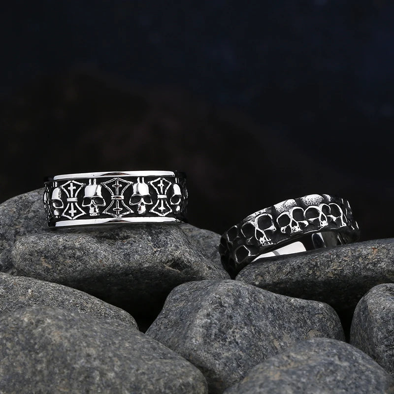 Livraison gratuite Bague homme en acier inoxydable 316L motif crâne avec zircon rouge Bijoux amulettes Cadeau pour petit ami style Punk Rock Vintage 2023 Nouveauté