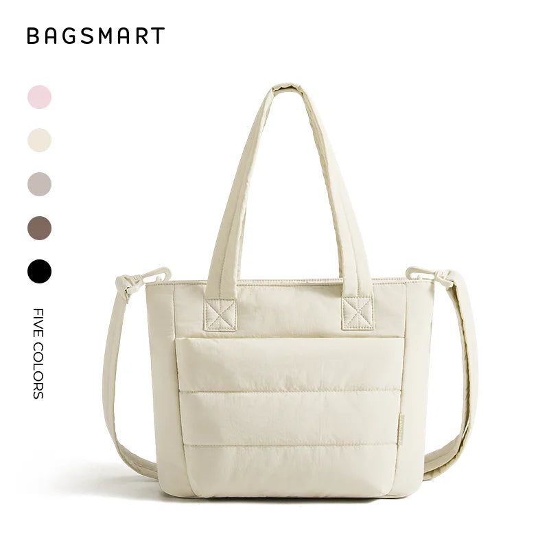 BAGSMART Damen Tragetasche Gepolsterte Einzelschultertasche Große Kapazität Studenten College Umhängetasche Lässige Outdoor-Handtasche