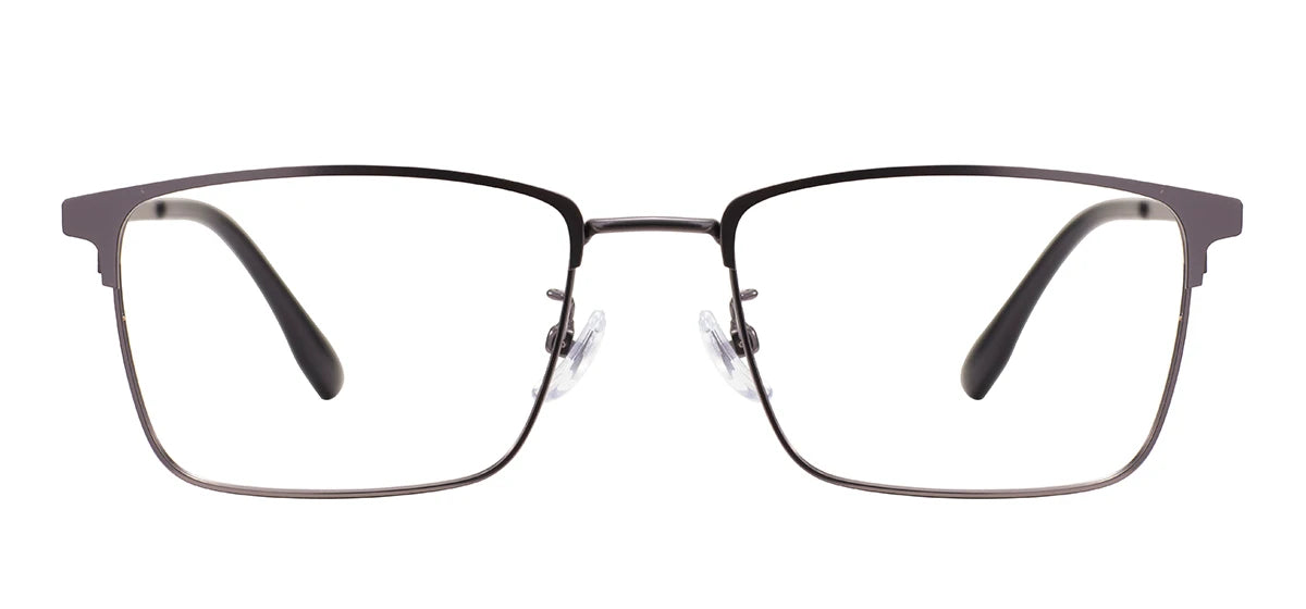 Monture de lunettes rectangulaires confortables en métal avec barre supérieure, pour hommes d'affaires, avec monture complète, pour verres correcteurs optiques