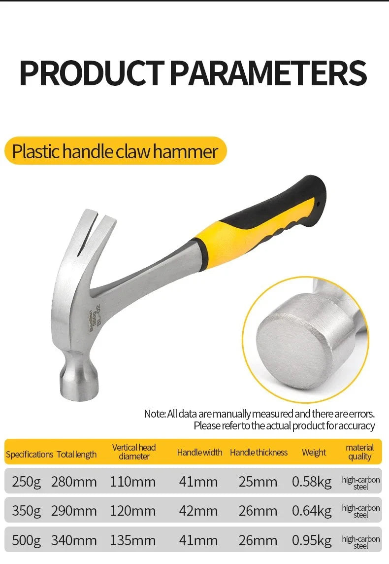 Claw Hammer 2P 3P Heavy Duty Octagonal Hammer Nail Lifting Crushing Hammer Professional Construction Multifunctional Hand Tools