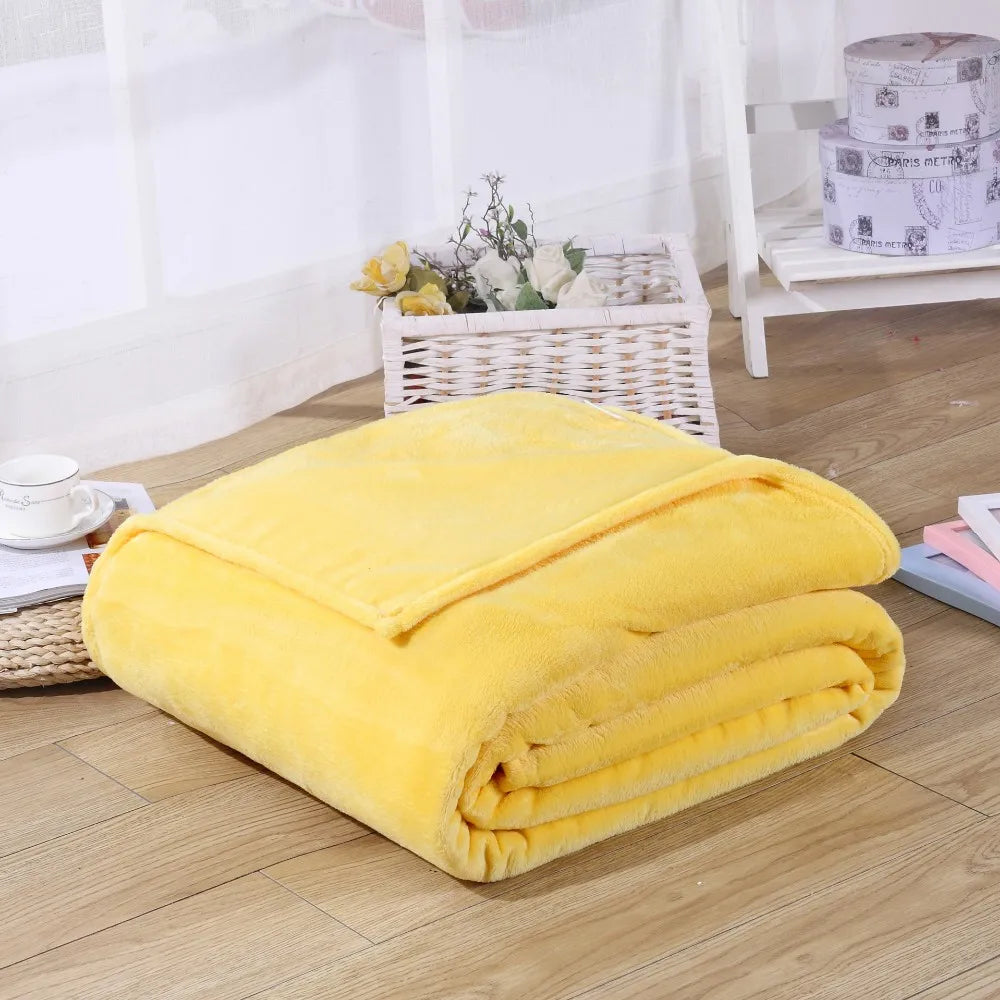 Couvertures en flanelle polaire corail 230 g/m² pour lits, couleur unie bleue rose, douce, chaude et fine, couvre-lit, housse de canapé, couverture plaid en fausse fourrure.
