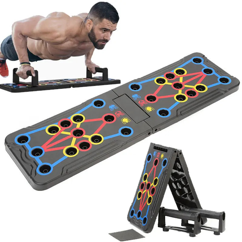 Tragbares multifunktionales Liegestützbrett-Set mit Griffen, faltbares Fitnessgerät für Brust-, Bauch-, Arm- und Rückentraining