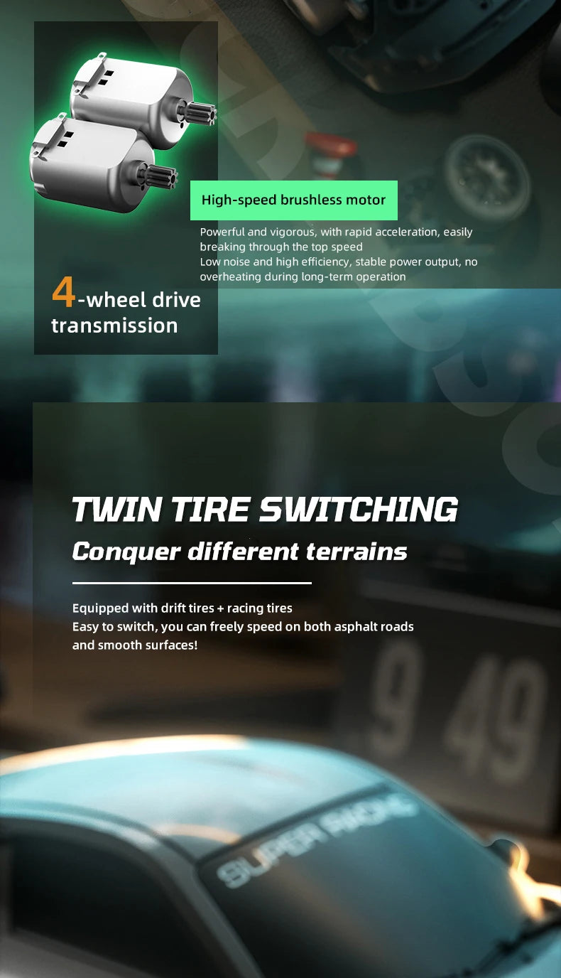 Voiture Télécommandée 4x4, 2.4G Radio Haute Vitesse, Drift Racing, Camion Rapide RTR, Jouet Cadeau pour Enfants